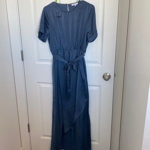 Short sleeve satin dress